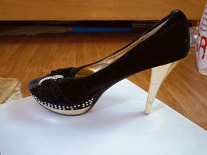 Black Velvet Rhinestone Heels