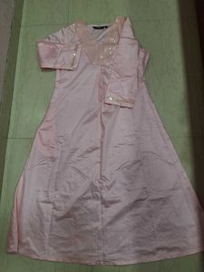 Pink Sequined Neckline Kurta