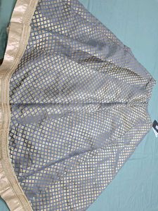 INDYA Grey Banarasi Flared Maxi Skirt