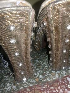 Golden Embellished sandal heels combo