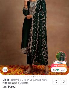 Libas Emerald Green Kurta Set with Dupatta