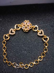 Gold Plated Bracelet with Heart Charms