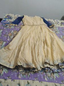 Cream Gown with Blue Accents