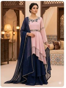 Elegant Pink & Navy Kurta Set