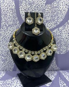 Crystal Necklace, Earring, and Maang Tikka