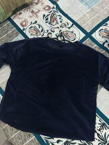 Navy Blue Velvet top