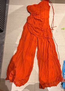 Vibrant Orange Ethnic Jumpsuit