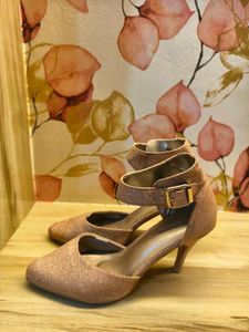 Elegant Glitter Heels with Ankle Strap