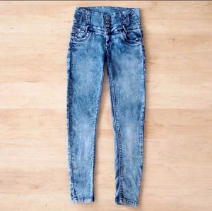 High-Waisted Acid Wash Jeans good condition