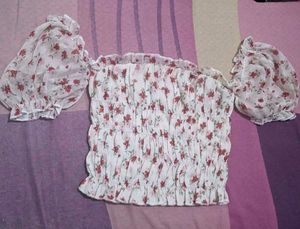 Boho Off-Shoulder Floral Crop Top