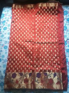 Red Saree with Blouse Piece
