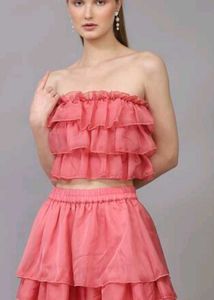 Pink Ruffled Top &amp; Skirt Set