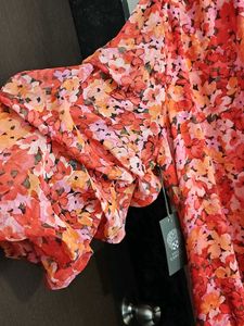 Floral Off The Shoulder Bubble Sleeve top