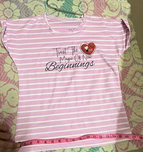 Pink Striped Graphic Tee
