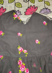 Black georgette short top with embroidery