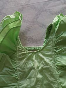 Lime Green Ruffle Sleeveless Top