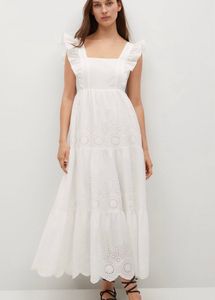 MANGO Brand New Luxury White M Embroidered Dress