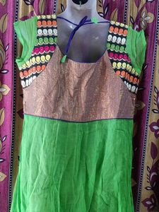 Green Embroidered Anarkali Dress