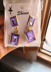 Elegant Purple Gemstone Drop Earrings