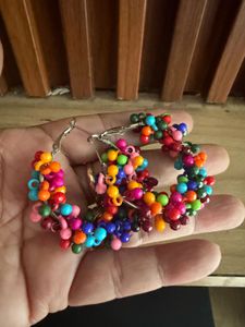 Boho Beaded Hoop Earrings