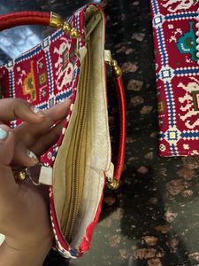 Set of ethnic handbag and wallet