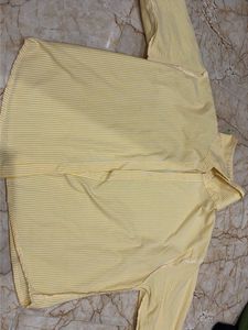 Zara Slightly Cropped Striped Yellow Shirt