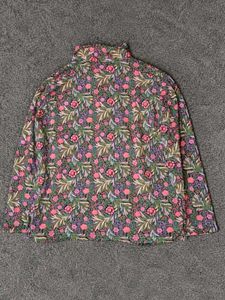 Floral Print Quarter Zip Long Sleeve Top