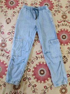 Light Wash Cargo Jeans (joggers)