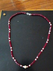 Elegant Red Beaded Necklace with Pearls