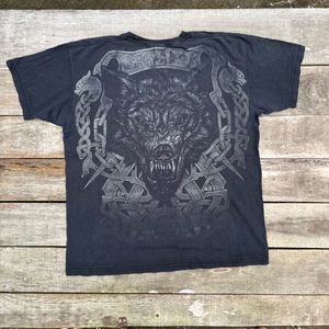vintage gothic Viking Graphic Print T-Shirt