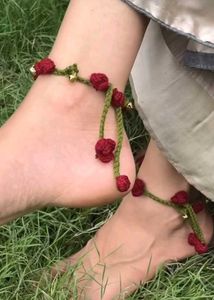 Crochet Rose Anklets with Bells