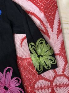 korean style Black Top with Colorful Flower