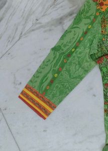 Green Floral Print Grand Look Kurta
