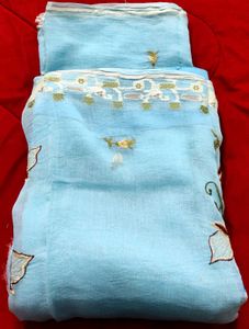 Sky Blue Embroidered Cotton Saree 🌸💙