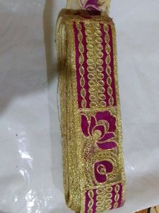 Decorative Pink &amp; Gold Lace Trim