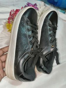 Black Lace-Up Sneakers