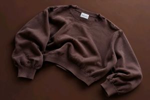 MOCHA BROWN CROPPED CREW NECK SWEATSHIRT