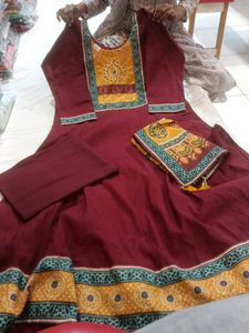 Elegant Maroon Kurta Set with Dupatta