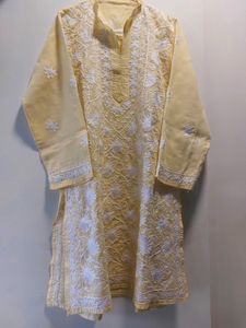 Light Yellow Chikan Kurta