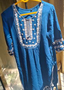 Embroidered Teal Kurti