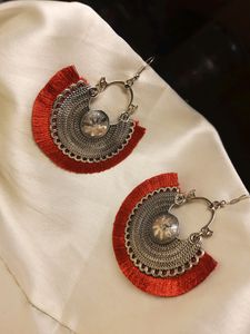 Shop Handmade Oxidized German Silver Earrings in Red❤️👌