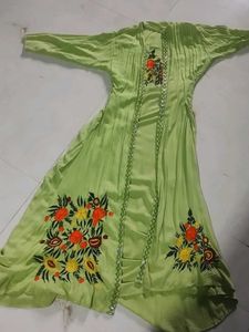 Floral Embroidered Green Anarkali