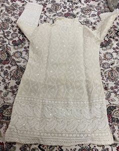 Embroidered Chikankari Kurta (White Co-ord set)