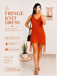 Chic Fringe Knit Mini Dress
