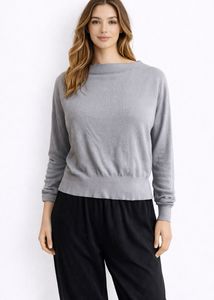 Gray Cropped Pullover Sweater