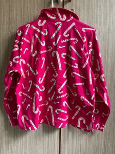 Candy Cane Print Pajama Top