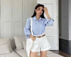 Striped Blue Casual Shirt for women