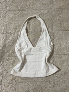 White Halter Neck Top