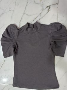 Puff Sleeve Mock Neck Top