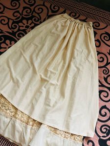 Cream Lace Flared Skirt with White Border – Elegan